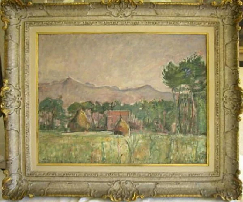 Paesaggio campestre con alberi, casa colonica e montagne - Galleria d'Arte Moderna. Collezione Grassi, Milano